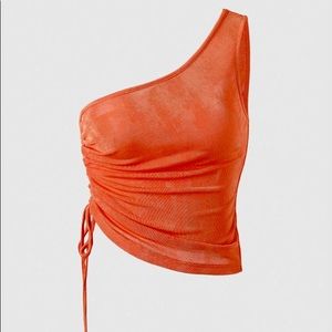 Cider Sparkly One Shoulder Crop Tank